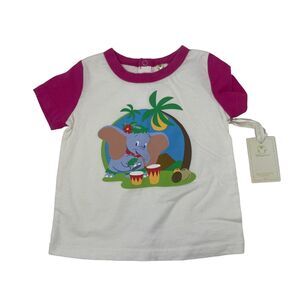 Disney White Pink Dumbo Short Sleeve Shirt NWT Baby Girl 6-9 Months